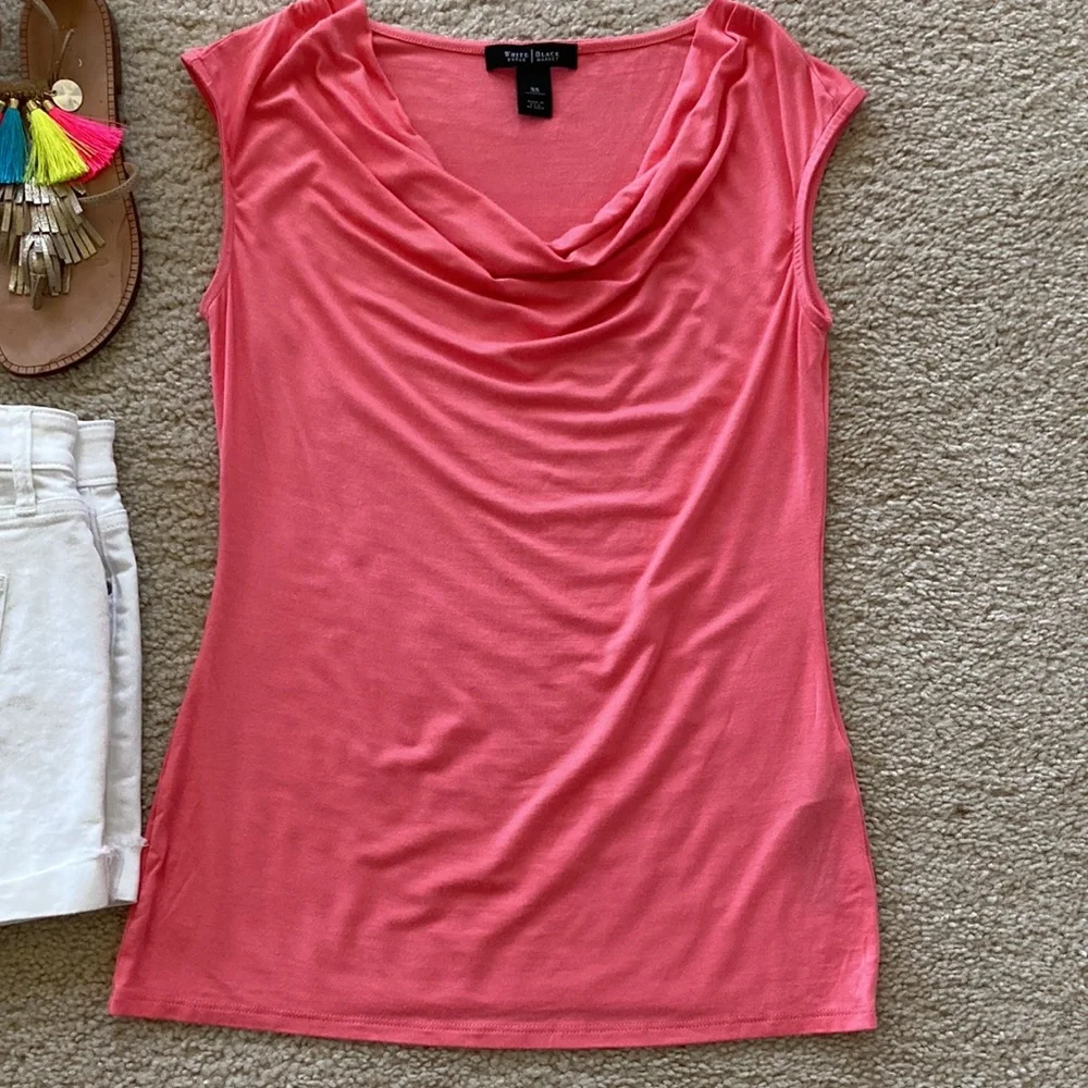 White House Black Market Coral Draped Neck Tank - Picture 2 of 5